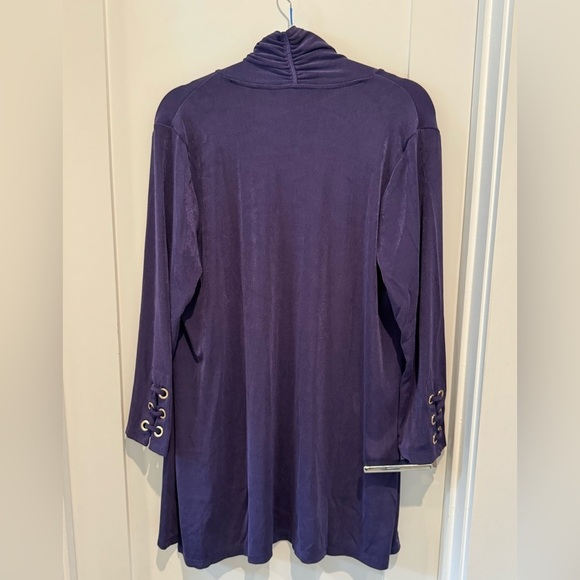 Chicos’s Travelers Grommet Jacket Elegant Purple Open Front Cardigan size 2x L - Picture 6 of 10